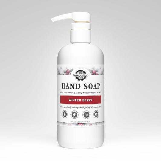 Rustic Strength, Hand Soap, 16oz white pump bottle, Winter Berry