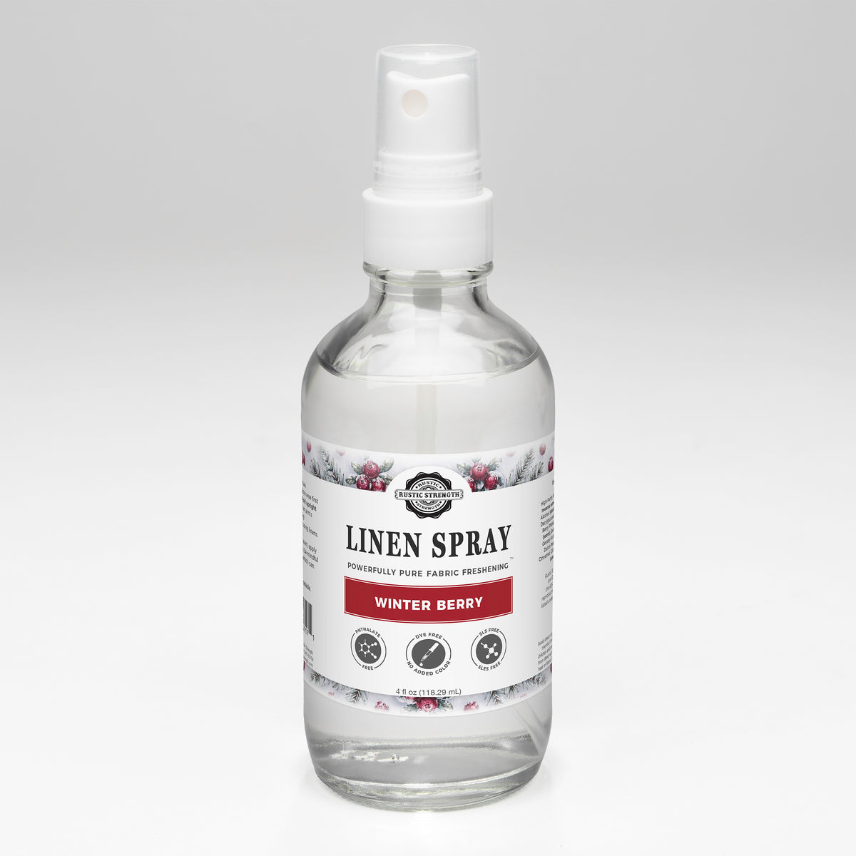 Rustic Strength - Linen Spray | 4oz Glass Spray Bottle | Winter Berry