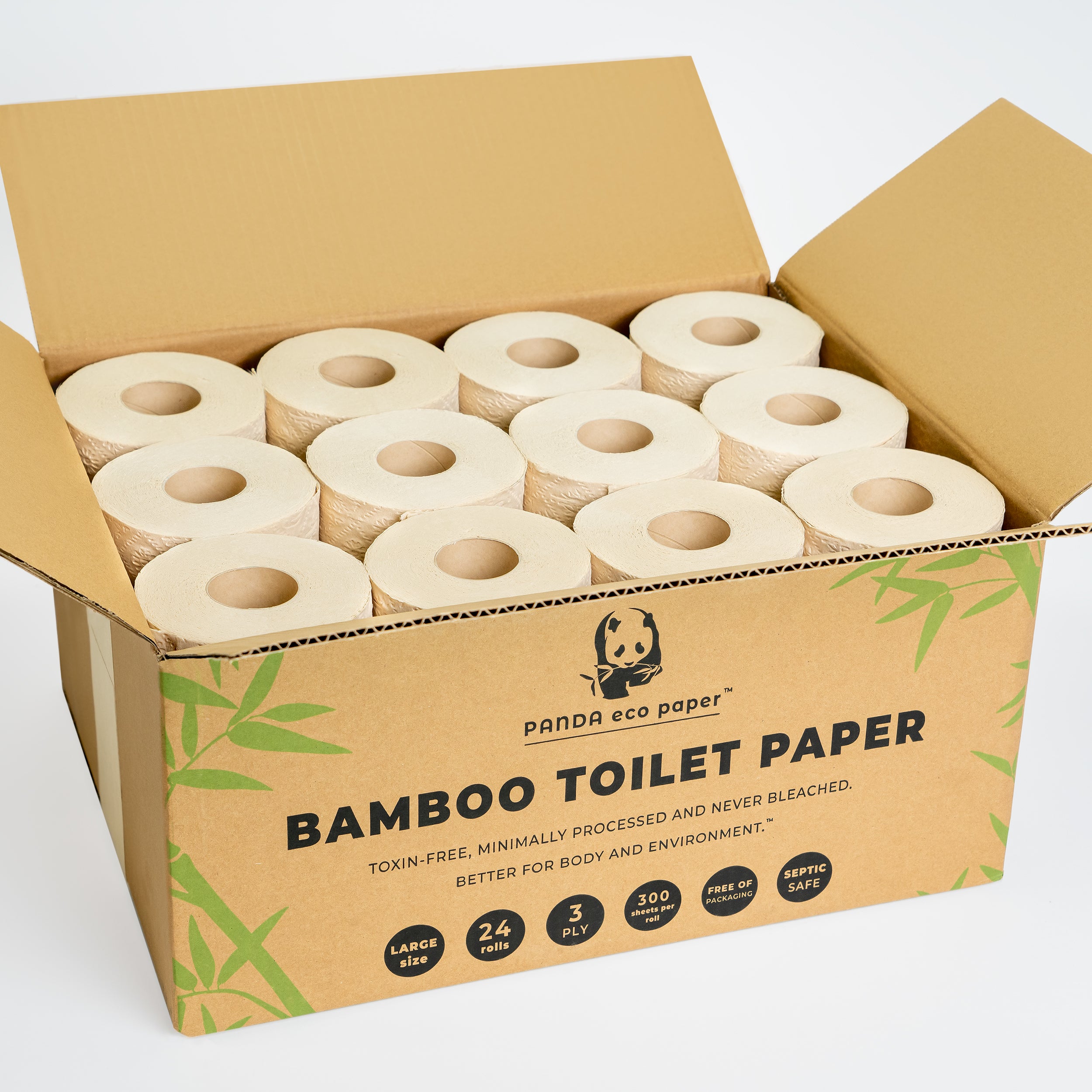 Bulk Premium Bamboo Toilet Paper - 2 Pack - 48 Rolls of Toilet Paper - 3-Pl