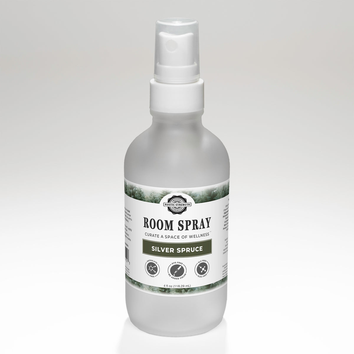 Rustic Strength, Room Spray, 4oz, Glass Bottle with spray top, Silver Spruce