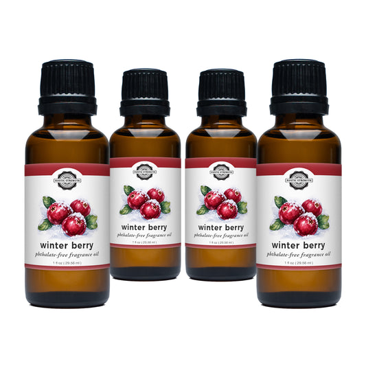 Rustic Strength, Phthalate-Free Fragrance Oil, 1oz, Amber Glass, 4 pack, Winter Berry
