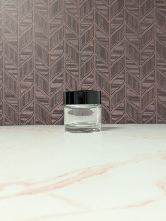 CLEARANCE | Heavy Glass Jar with Black Lid | 7 count