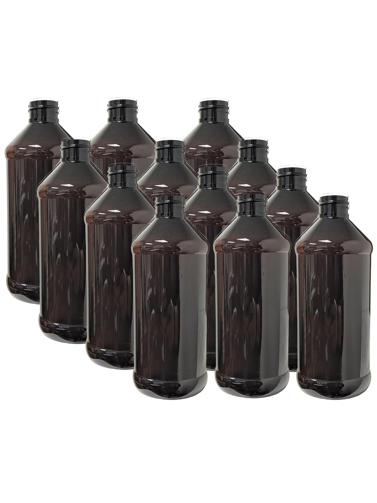 16 oz Amber Plastic Bottle | pack of 12