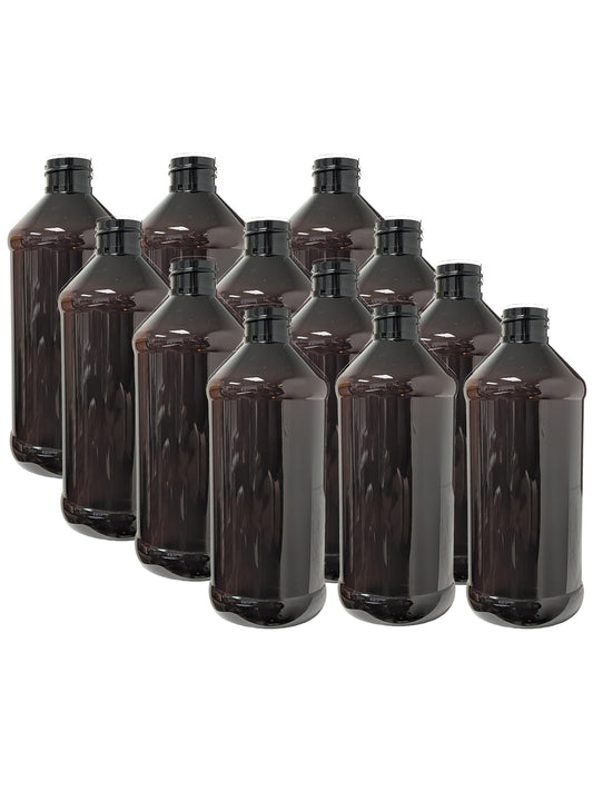 16 oz Amber Plastic Bottle | pack of 12