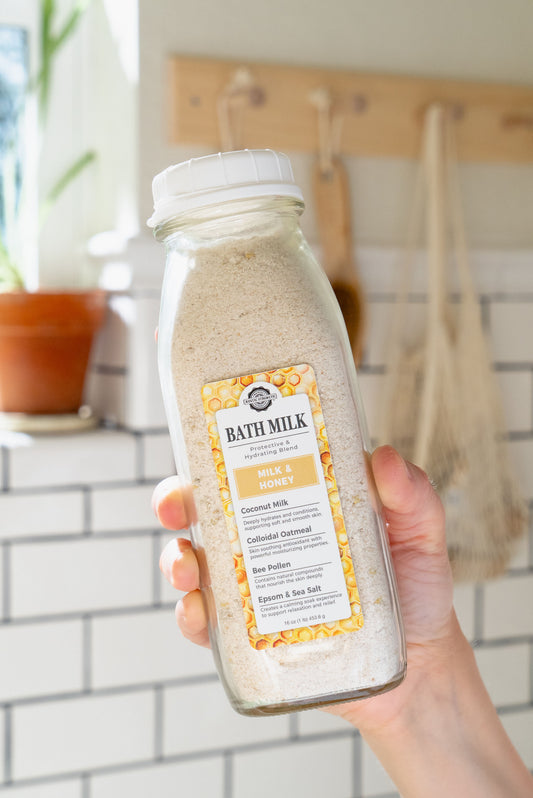 Bath Milk | 16 oz Glass Milk Bottle
