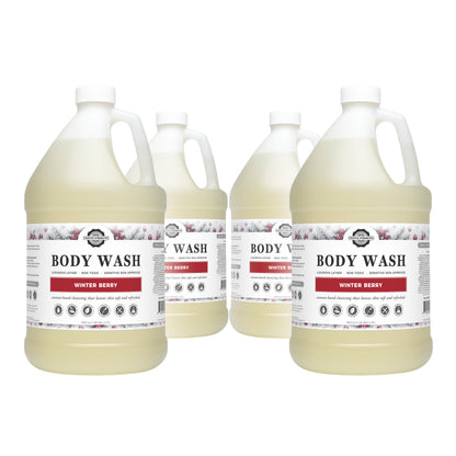Rustic Strength, Body Wash, 4 - 1 Gallon, Plastic Jug, Winter Berry