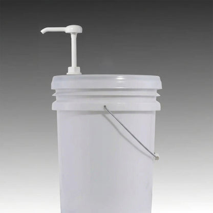 Rustic Strength, 5 Gallon, Bucket, white bucket with a white pump on a grey background