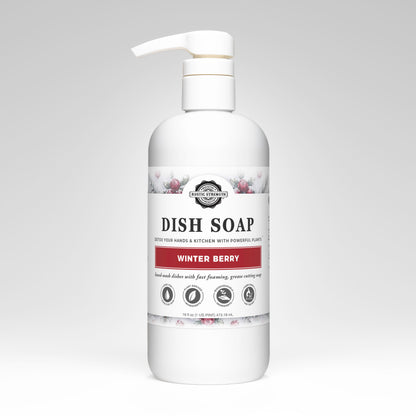 Rustic Strength, Dish Soap, 16oz white pump bottle, Winter Berry