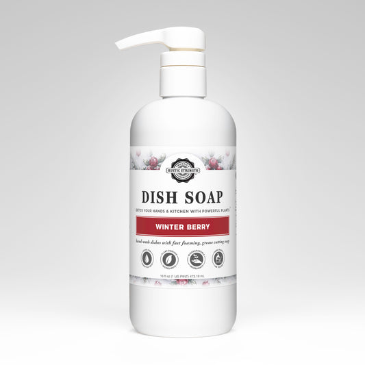 Rustic Strength, Dish Soap, 16oz white pump bottle, Winter Berry