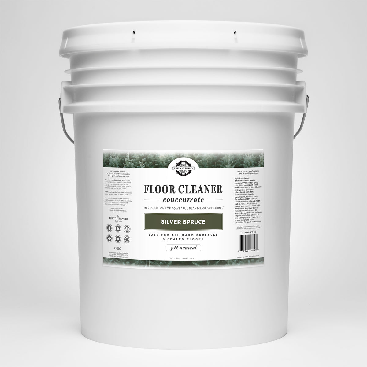 Rustic Strength, Floor Cleaner Concentrate, 5 Gallon, Bucket, Silver Spruce