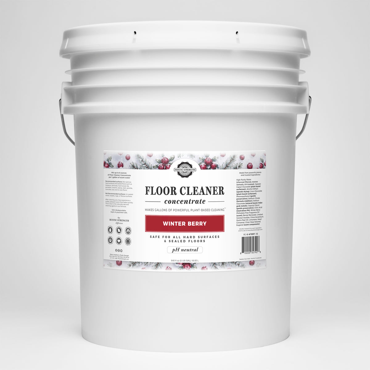 Rustic Strength, Floor Cleaner Concentrate, 5 Gallon, Bucket, Winter Berry