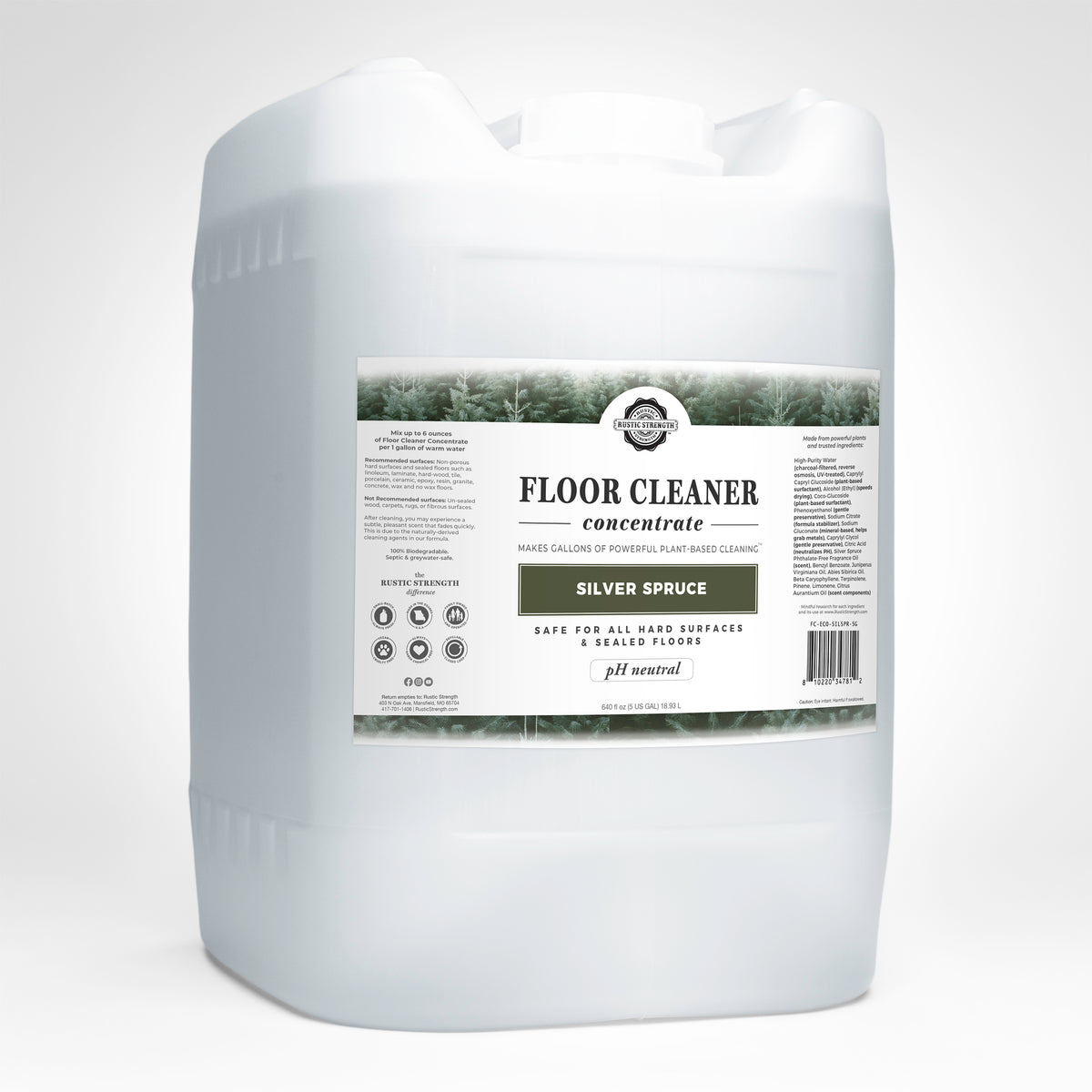 Rustic Strength, Floor Cleaner Concentrate, 5 Gallon, Eco Jug, Silver Spruce