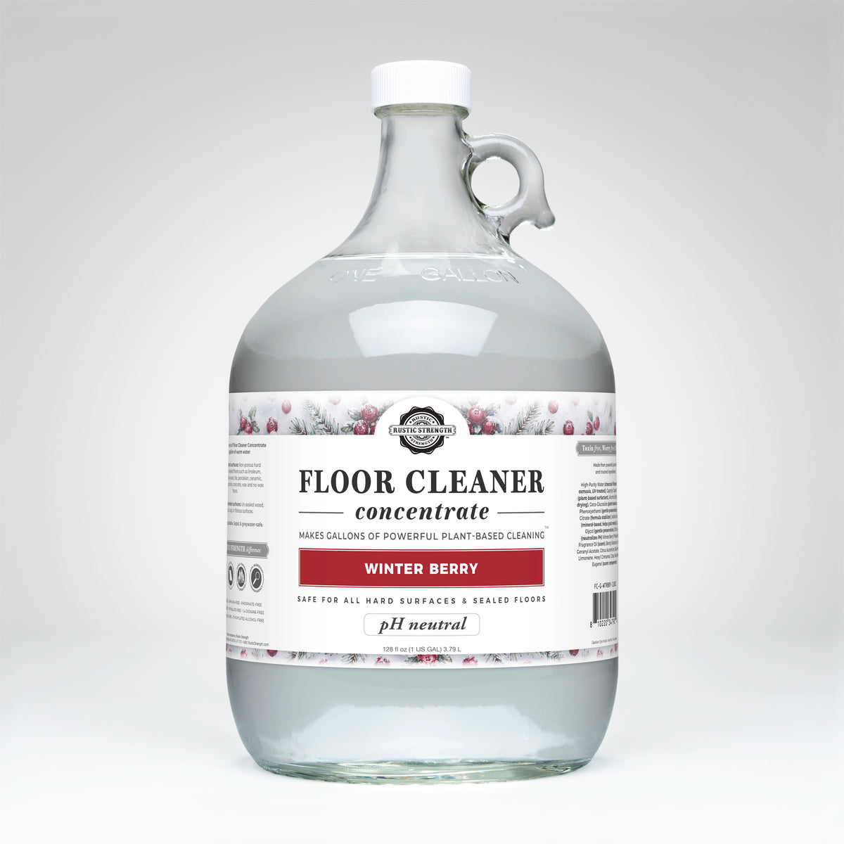 Rustic Strength, Floor Cleaner Concentrate, 1 Gallon, Glass Jug, Winter Berry