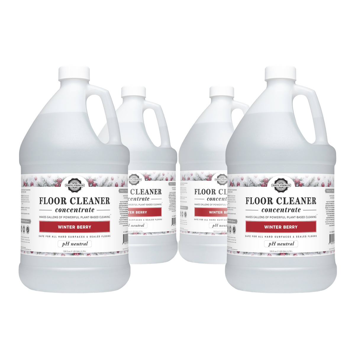 Rustic Strength, Floor Cleaner Concentrate, 4 - 1 Gallon, Plastic Jugs, Winter Berry