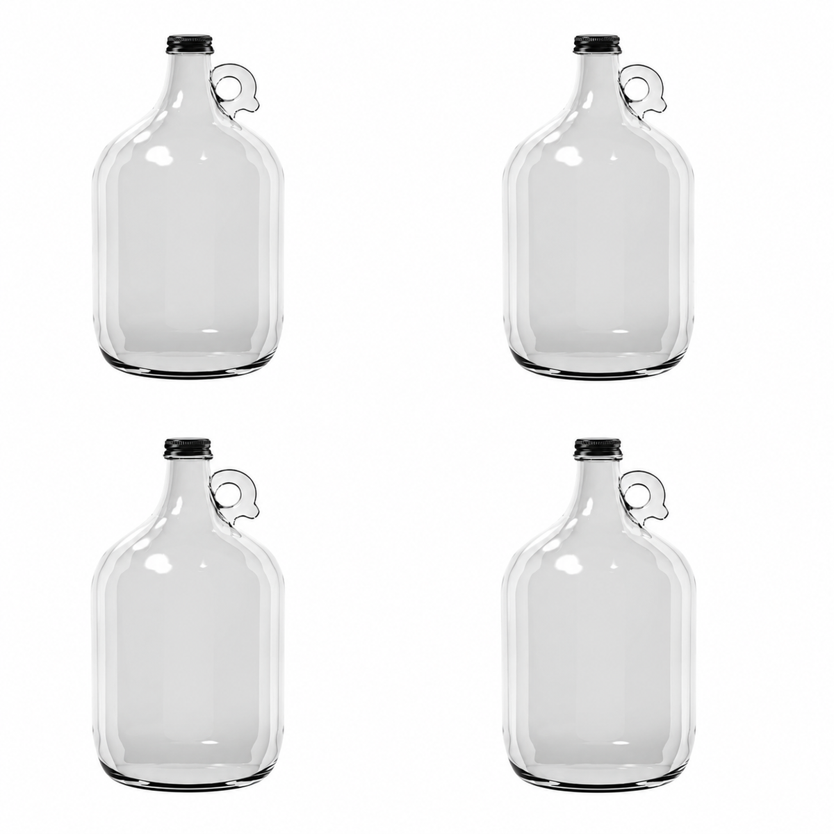 Rustic Strength, 1 Gallon, Glass Jugs, 4 jugs with Black metal caps