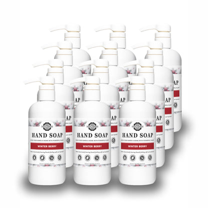 Rustic Strength, Hand Soap, 16oz white pump bottle, Winter Berry, 12 pack
