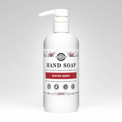 Rustic Strength, Hand Soap, 16oz white pump bottle, Winter Berry