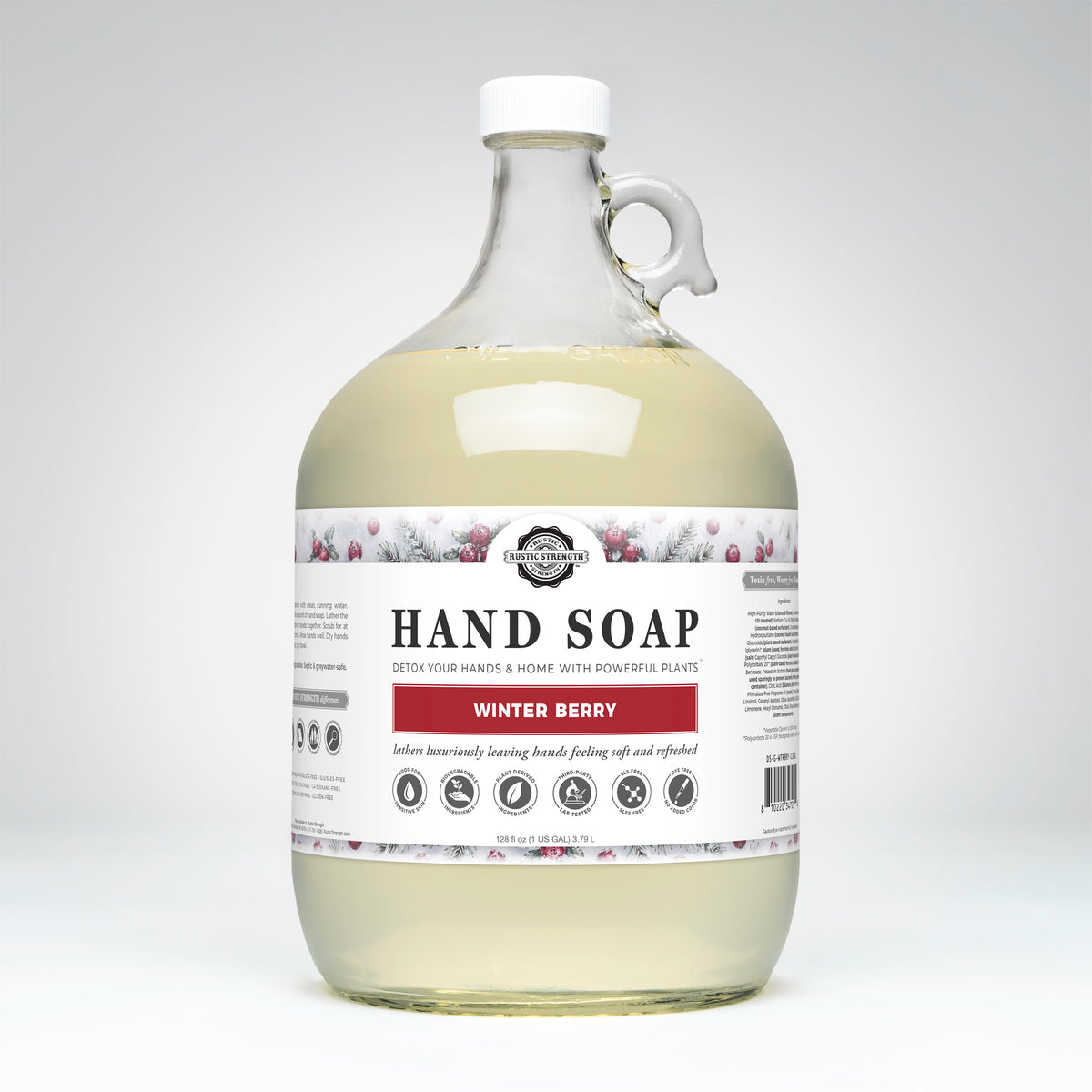 Rustic Strength, Hand Soap, 1 Gallon Glass Jug, Winter Berry