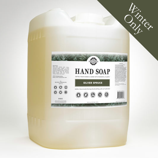Rustic Strength, Hand Soap, 5 Gallon, Eco Jug, Silver Spruce, with Winter Only badge