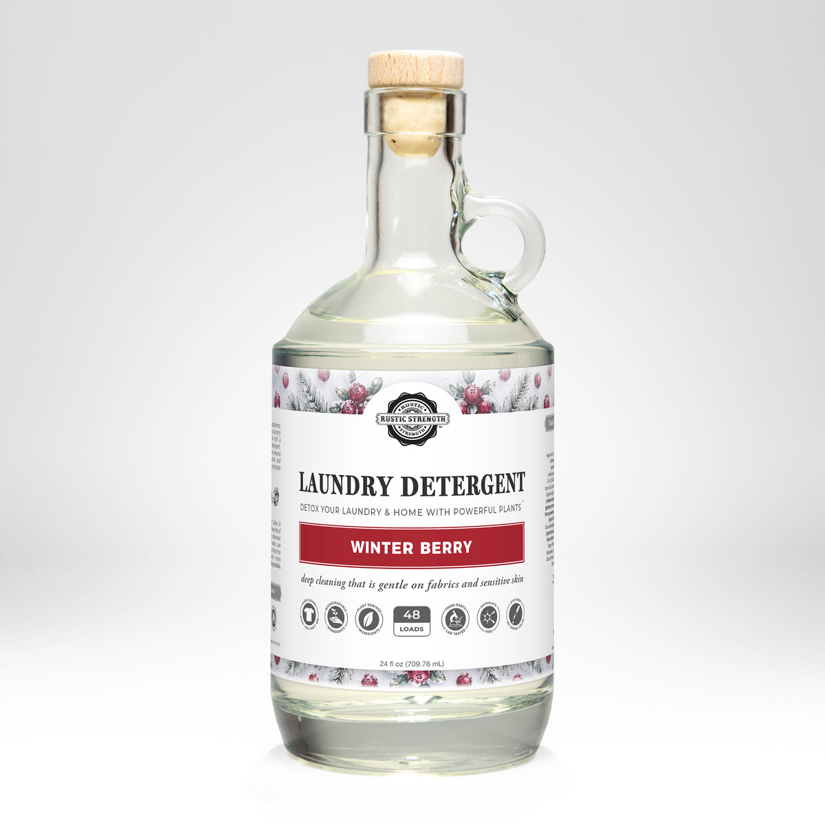 Rustic Strength - Laundry Detergent | 24oz, Glass Bottle | Winter Berry