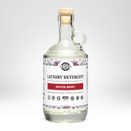 Rustic Strength, Laundry Detergent, 24oz, Glass Bourbon Bottle, Winter Berry
