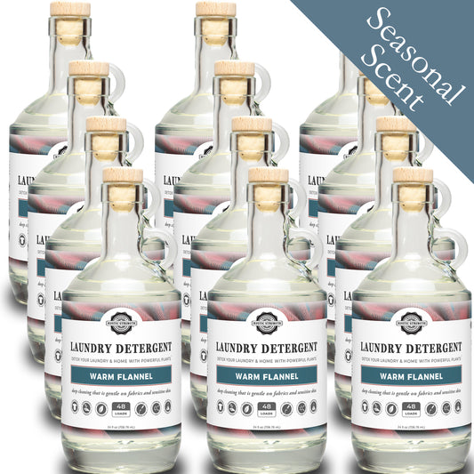 Rustic Strength, Laundry Detergent, 24oz, Glass Jug, Warm Flannel, 12-pack with Seasonal Scent badge