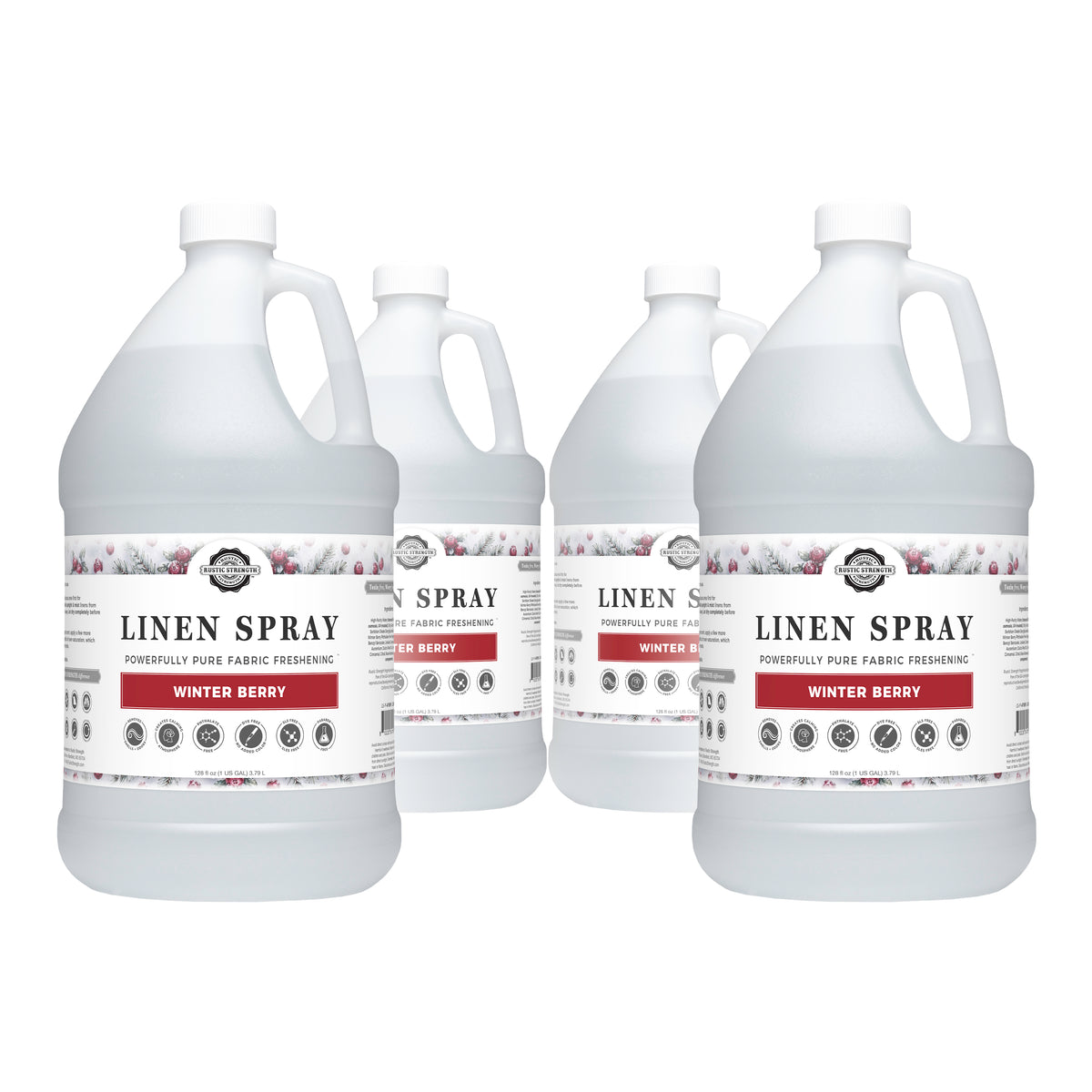 Rustic Strength - Linen Spray | 4 - 1 Gallon Plastic Jugs | Winter Berry