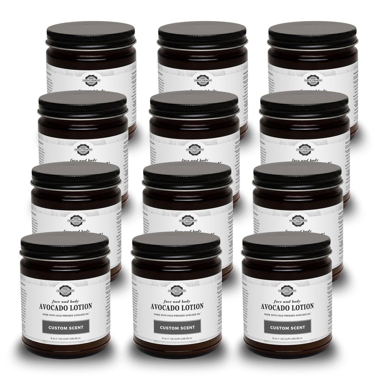 Avocado Lotion for Face & Body | Custom Made Scent | 8 oz Glass Jar