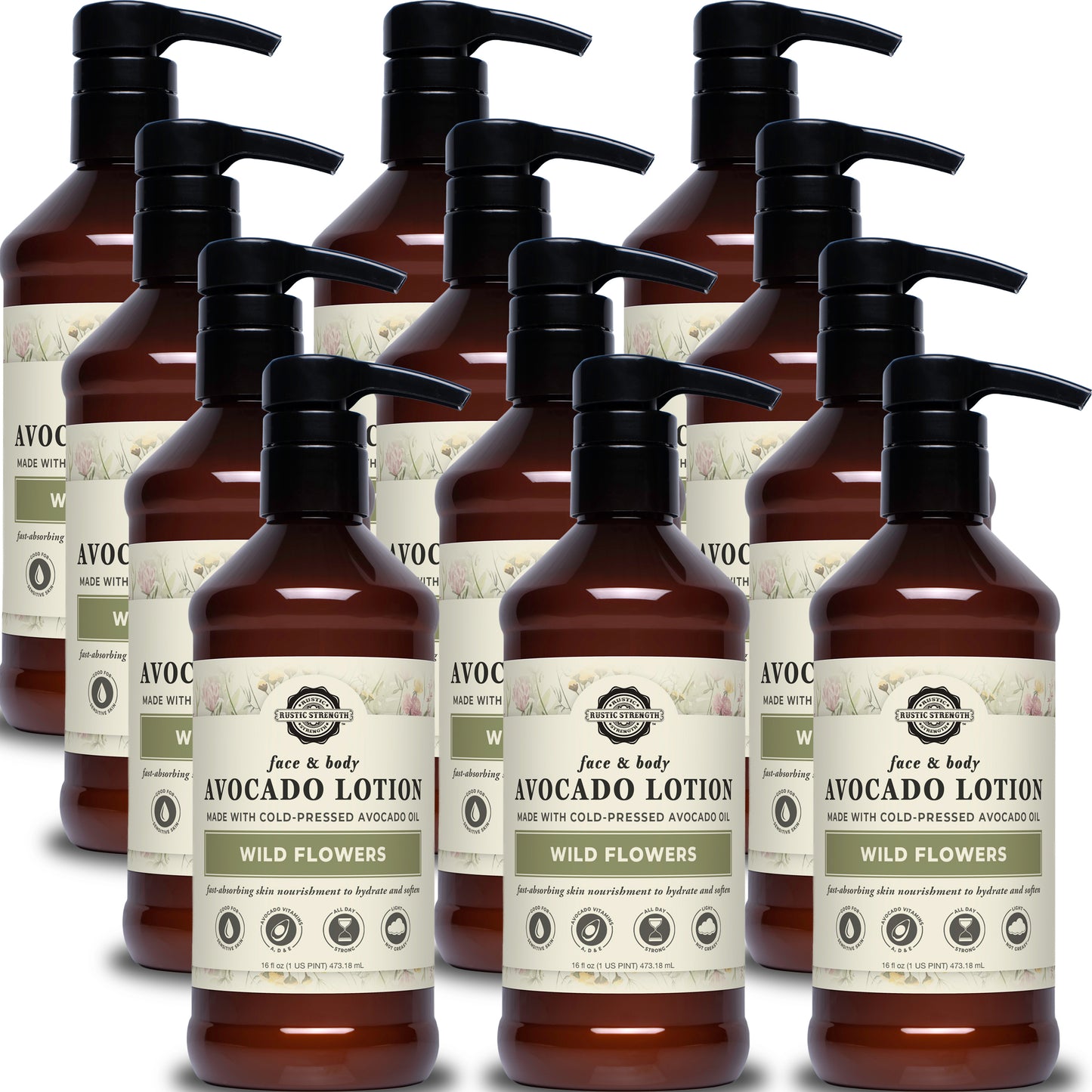 Avocado Lotion for Face & Body | Wild Flowers | 16 oz Bottle