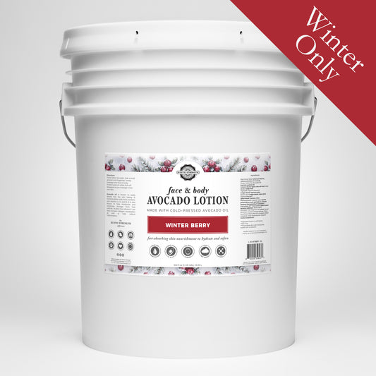 Rustic Strength, Avocado Lotion, 5 Gallon, Bucket, Winter Berry, with Winter Only badge