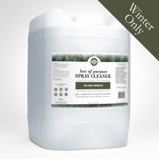 Rustic Strength, Lots of Purpose Spray Cleaner, 5 Gallon, Eco Jug, Silver Spruce, with Winter Only badge