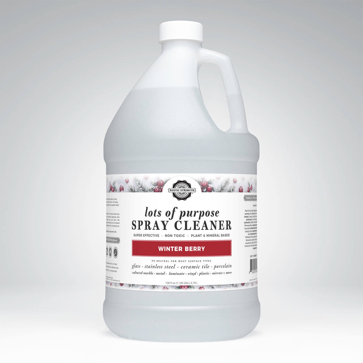Rustic Strength, Lots of Purpose Spray Cleaner, 1 Gallon, Plastic Jug, Winter Berry