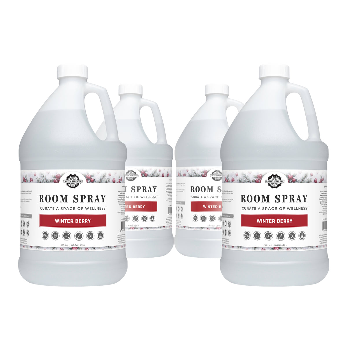 Rustic Strength, Room Spray, 4 - 1 Gallon Plastic Jugs, Winter Berry