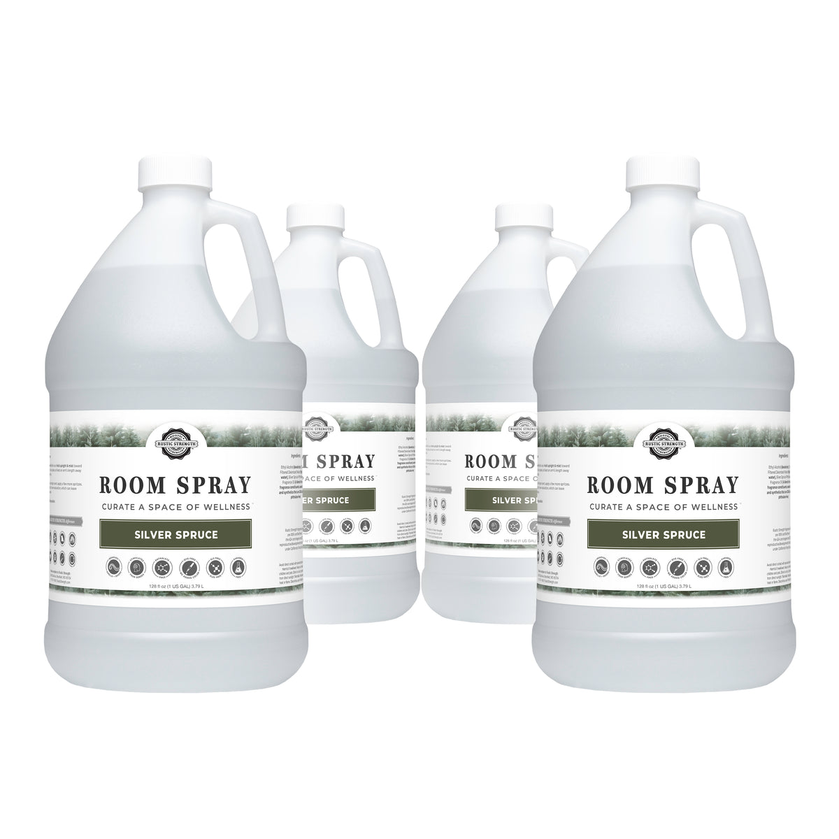 Rustic Strength, Room Spray, 4 - 1 Gallon, Plastic Jugs, Silver Spruce