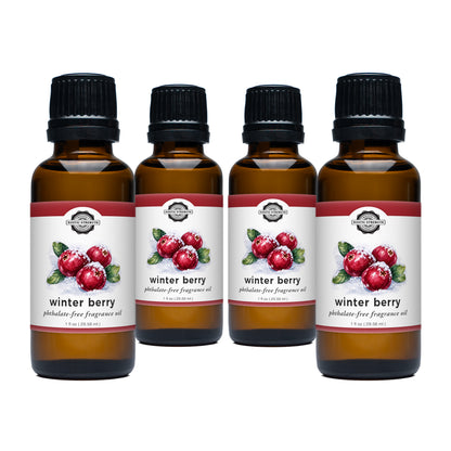 Rustic Strength, Phthalate-Free Fragrance Oil, 1oz, Amber Glass, 4 pack, Winter Berry