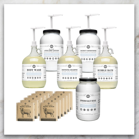 Bath & Body Starter Bundle | Glass Display Bottles | Unscented