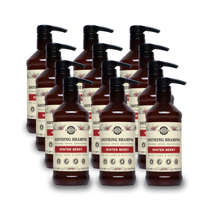 Rustic Strength, Soothing Shampoo, 16oz, Amber Plastic bottle with pump, Winter Berry, 12 pack
