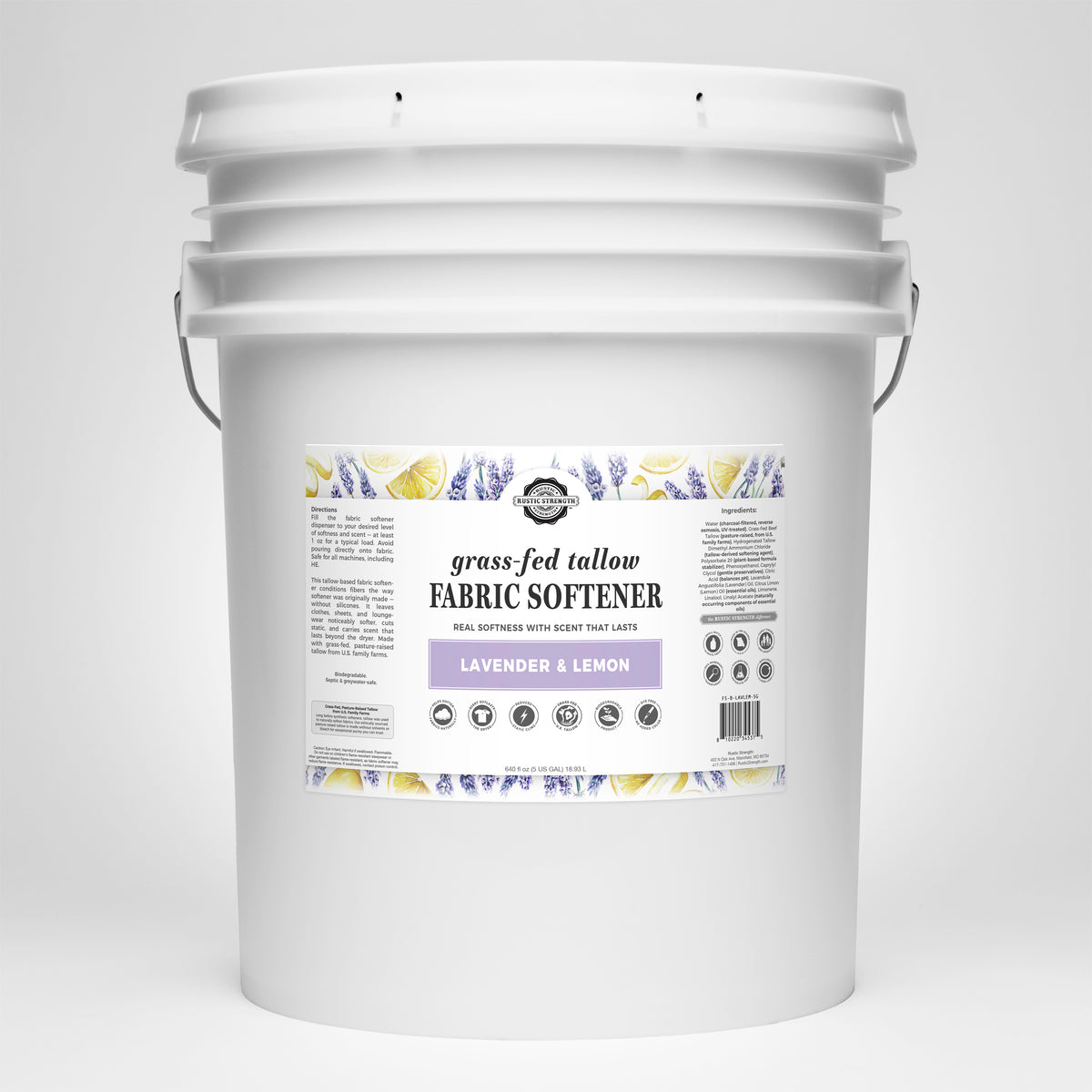 Rustic Strength - Tallow Fabric Softener | 5 Gallon Bucket | Lavender & Lemon