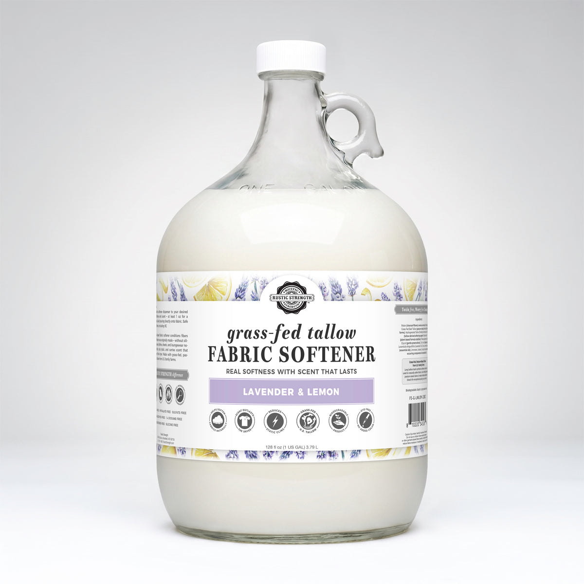 Rustic Strength - Tallow Fabric Softener | 1 Gallon Glass Jug | Lavender & Lemon
