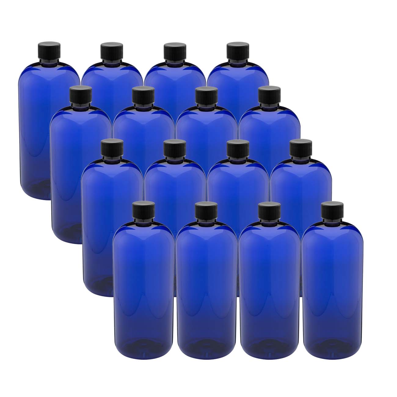 16 oz Cobalt Blue PET Plastic Bottles | Pack of 16