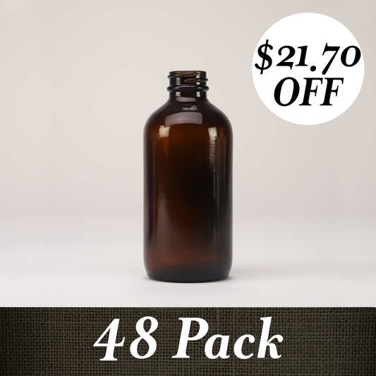 8 oz Amber Glass Keeper Bottle - 48 Pack